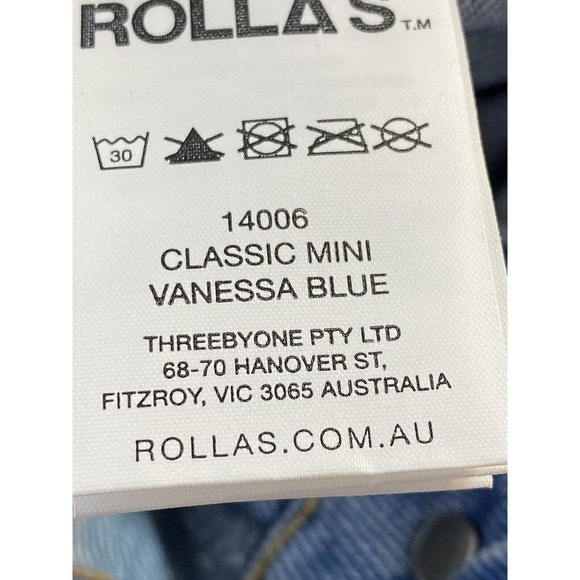 NWT Rollas Womens‎ Classic Denim Mini Skirt Size 24 Pockets Raw Hem Vanessa Blue - Picture 15 of 16